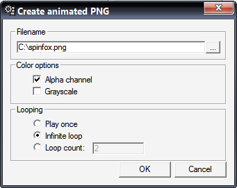 Create animated PNG dialog